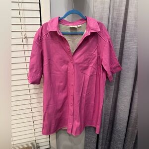 Anthropologie Maeve pink faux leather mini dress